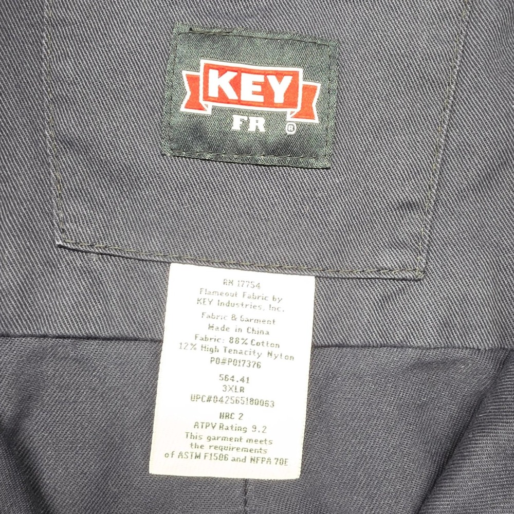 Key FR Flame Resistant Work Shirt Mens 3XL Navy Blue HRC 2 Button Down